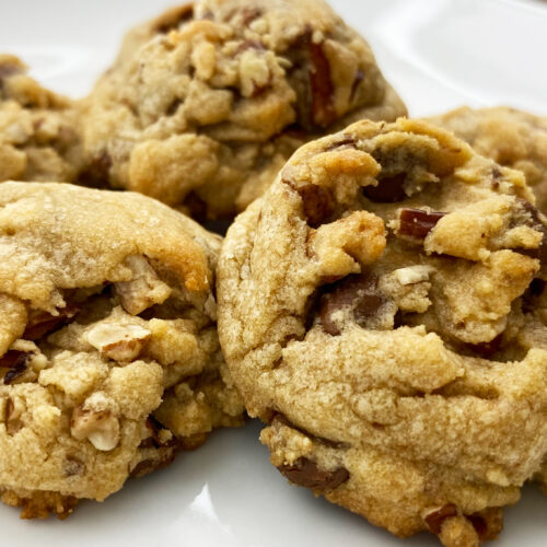 Chocolate chip cookies closeup