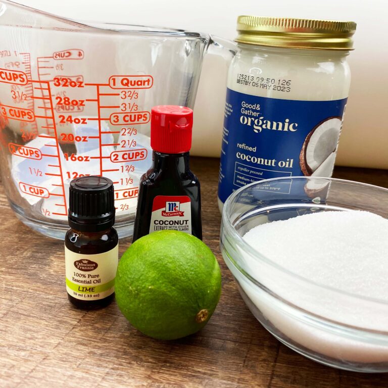 Coconut lime sugar scrubbie ingredients